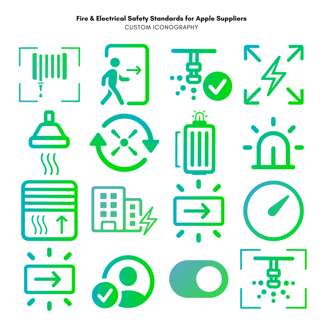 Custom iconography for Apple fire and electrical safety standards